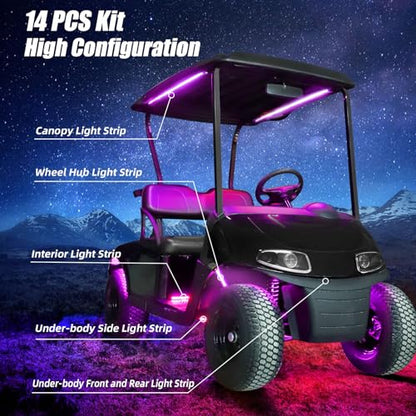 Golf Cart Underglow LED Strip Lights Accent Neon Lighting Kit w