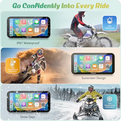 W603D 6.3" Motorcycle GPS Carplay Screen with 1080P Dual Cameras