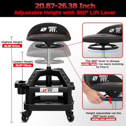 Rolling Shop Stool for Garage with Casters