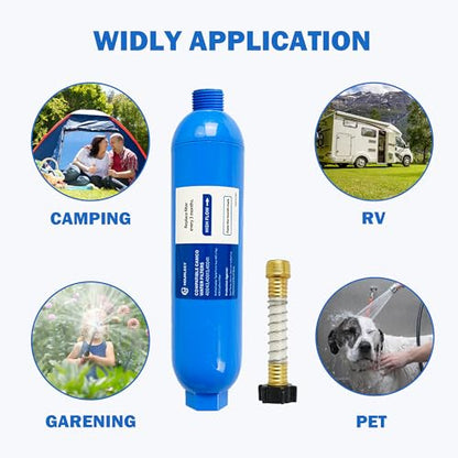 4 Pack RV Inline Water Filter with 2 Flexible Hose Protector