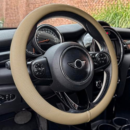 Nappa Leather Steering Wheel Cover Universal 15 Inch