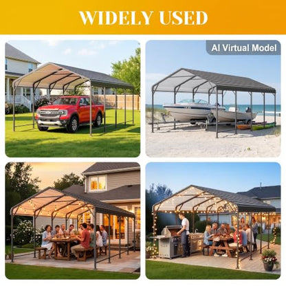 Carport 12' x 20' Heavy Duty Carport with Updated Roof & Enhanced Base