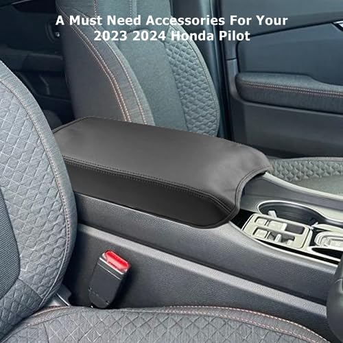 Center Console Cover Compatible with 2023 2024 2025 Honda Pilot & 2024 2025 Ridgeline & 2024 2025 2026 Honda Passport Accessories Armrest Console Cover Interior Accessories Leather