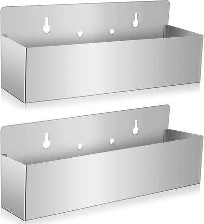 Tanlade 2 Pieces 15 Inch Single Speed Rail Stainless Steel Liquor Bottle Holder Wall Mounted Spray Bottle Rack Drink Rail Shelf for Bars, Silver