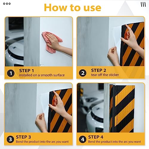 6 Pcs Garage Wall Protector Garage Pole Padding Wall Bumpers Guards Reflective Foam Stoppers for Your Vehicle Parking Corner for Parking Lot (6 Count)