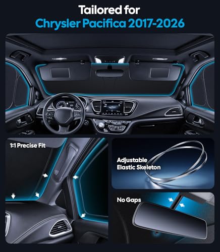 2026 8PC Full Set Window Sunshade for Chrysler Pacifica 2017 (8 Count)