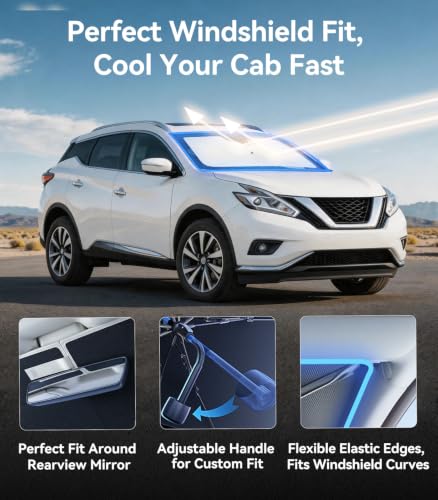 Vinyl Coating Heat Shield] Windshield Sun Shade Umbrella Custom for Nissan Murano