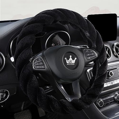 Luxury Fluffy Winter Car Steering Wheel Cover for Women Soft Warm Plush Cute Auto Accessories for Vehicle