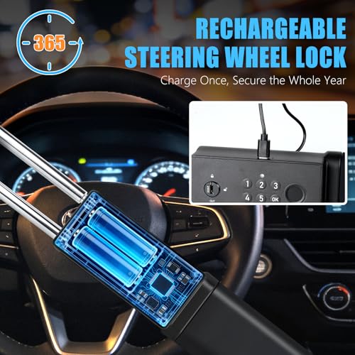 Smart Steering Wheel Lock with 5 Unlocking Methods
