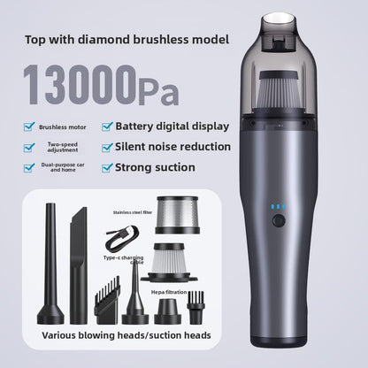 Wireless car-Mounted Vacuum Cleaner 13000PA Suction Handheld Vacuum USB Charging Cleaner Portable Vacuum Cleaner Hair Suction Device Cleaning for car interiors (Bronze-Colored brushless)