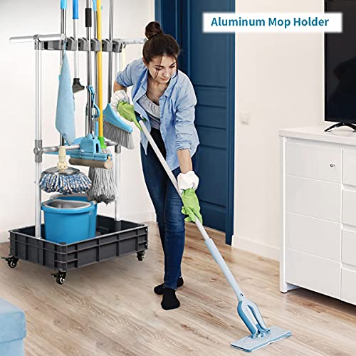 Broom And Mop Holder Put Wet Mops Movable Floor