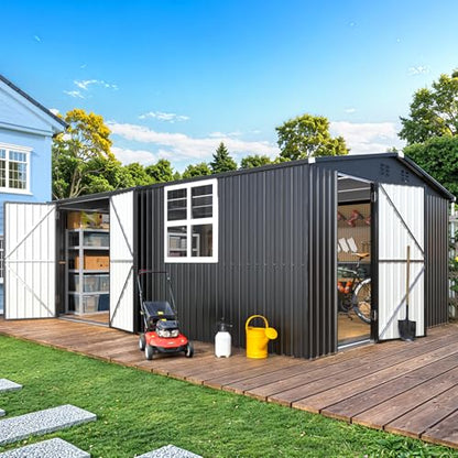 12' x 16' Large Metal Outdoor Storage Shed with Windows