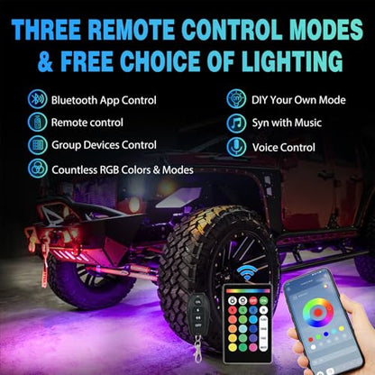 RGBW LED Rock Lights Kit 4 Pods 22 LEDs Wide Angle Lighting (16 Ounce)