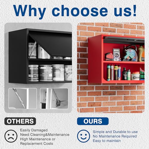 Metal Storage Cabinet Black Red Wall Cabinets with Shelf and Locking Door