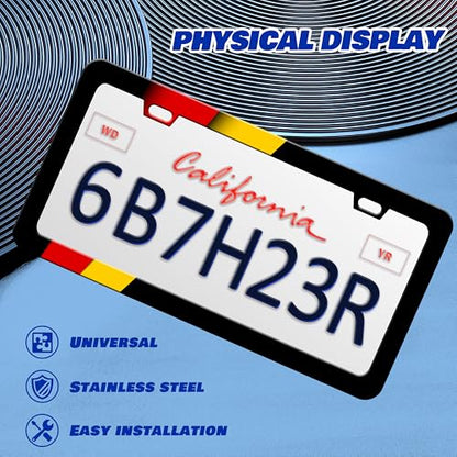 German Flag License Plate Frame Germany Stainless Steel 6x12 Inch 2