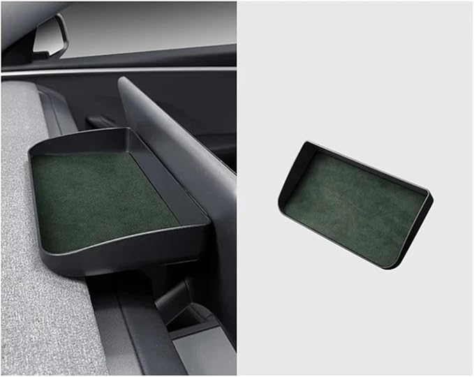 Dashboard Storage Box Central Control Suede Instrument Storage Compatible For Tesla Model 3 Highland 2024 Modification Interior Accessories(Dark green)