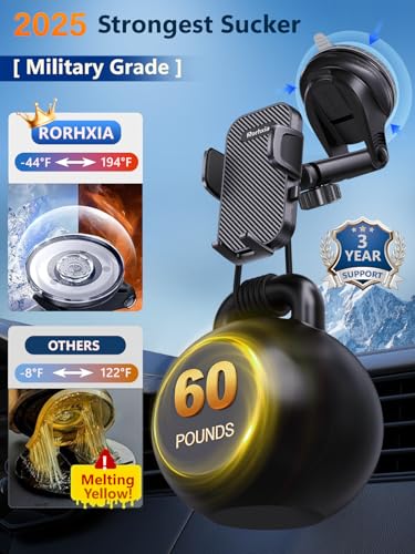 3-in-1 Phone Mount for Car [2026 Most Stable and Flexible Suction Cup] Vent Dashboard Windshield Cell Phone Holder Car Fit for iPhone, Samsung, All Phone