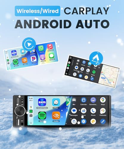 Single Din Car Stereo Wireless CarPlay