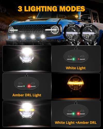 C4 Series 4 Inch 110W Round Light Offroad Pods with Amber DRL (2 Count)