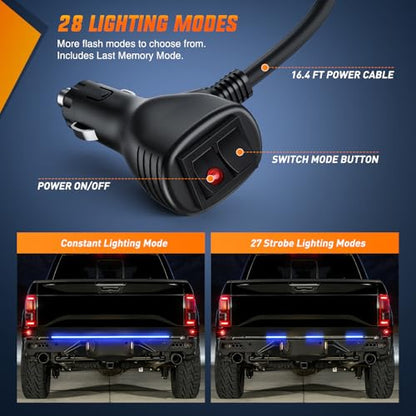 48 Inch 288 LED Tailgate Strobe Light Strip Blue