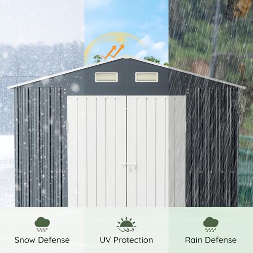 Outdoor Steel Storage Shed with Floor Frame