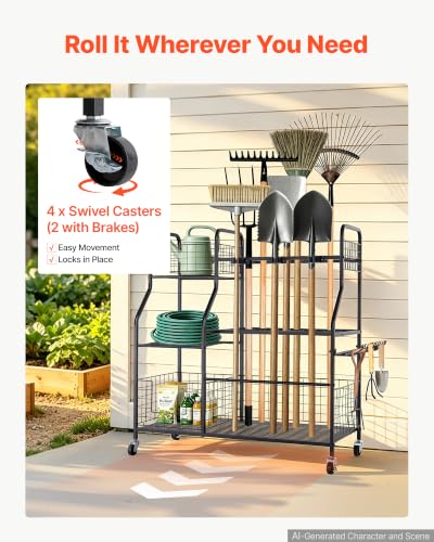 Garden Tool Organizer with Wheels