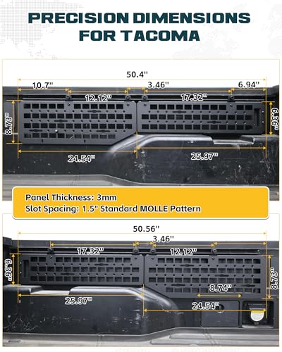 Truck Bed Side MOLLE Panels Fit for 3rd Gen Tacoma 2016