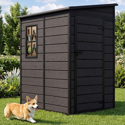 5x4 FT Resin Outdoor Storage Shed with Floor & Window