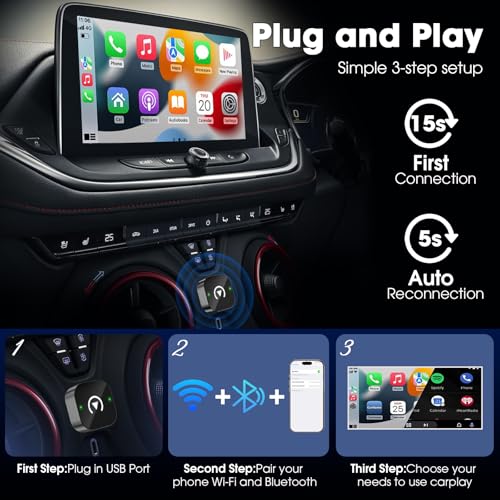Wireless Carplay Adapter & Android Auto 2026 Upgrade Wired CarPlay to Wireless