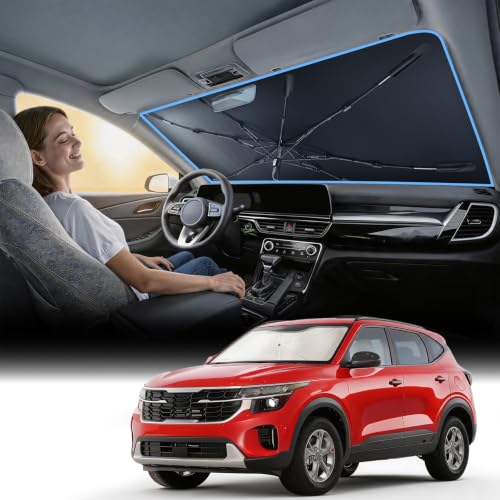 Vinyl Coating Heat Shield] Windshield Sun Shade Umbrella Custom for Kia Seltos