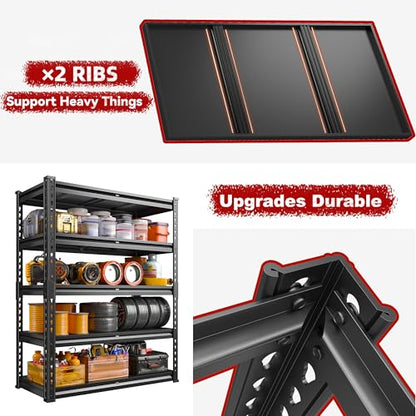 72.1" H Garage Shelving 2000LBS Storage Shelves Heavy Duty Metal Shelving 5 Tier Garage Storage Shelves for Commercial Warehouse Pantry Kitchen 72.1" H x 40.1" W x 18.1" D (5 Count)