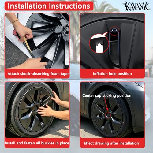 Wheel Cover Fits for Tesla Model Y Hubcap 19 Inch 2020 (4 Count)