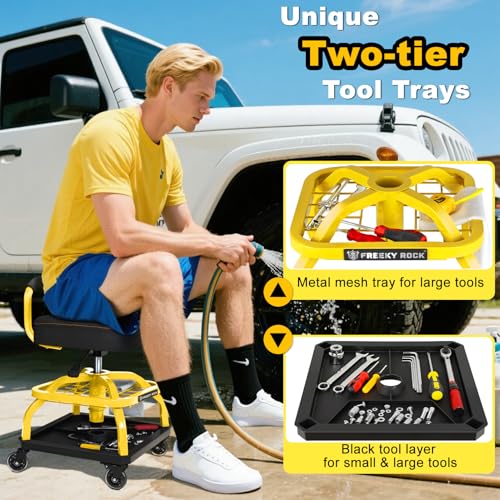 Rolling Shop Stool with Wheels