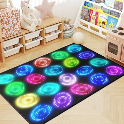 6' x 8'4" Circle Sampler Abstract Educational Area Rug for Bedroom (46.666 Sq Ft)