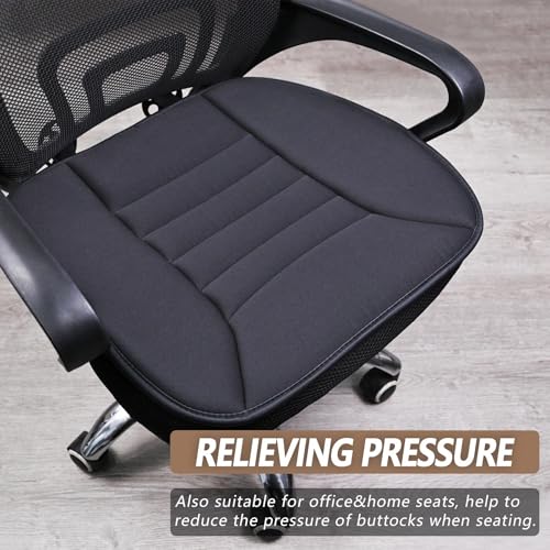 2PCS Car Seat Cushion Pad 1.2" Thick Comfort Seat Protector for Car Driver Seat Office Chair Home Use Memory Foam Seat Cushion with Non Slip Bottom