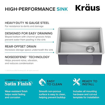 Stainless Steel 23 in Undermount Kitchen Sink KWU111