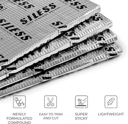 80 mil (2mm) Car Sound Deadening mat - Butyl Automotive Sound Deadener - Noise Insulation and Vibration Dampening Material 5 sqft (0.46 sqm)
