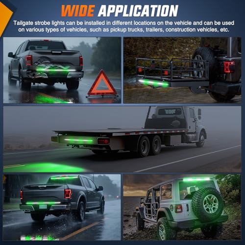 48 Inch 288 LED Tailgate Strobe Light Strip Green White