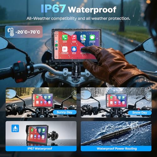 5 Inch Motorcycle Carplay GPS Navigation System with Apple Carplay and Android Auto Portable Screen with Dual Bluetooth
