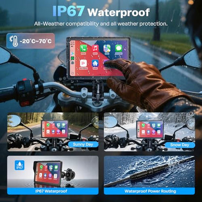 5 Inch Motorcycle Carplay GPS Navigation System with Apple Carplay and Android Auto Portable Screen with Dual Bluetooth