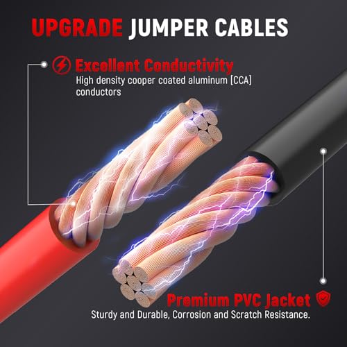 2 Gauge 16 Feet Heavy Duty Jumper Cables for Car