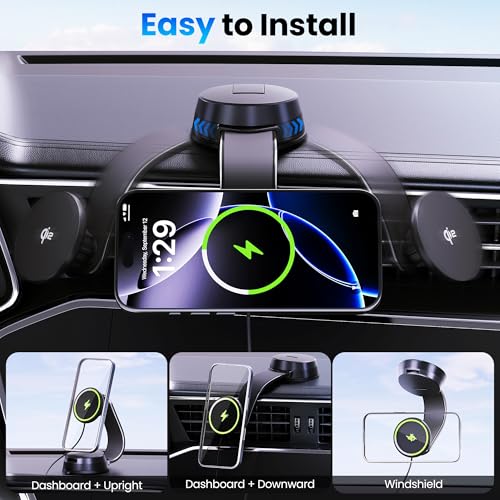 Upgrade [Qi2 Certified] 15W for MagSafe Wireless Car Charger Mount