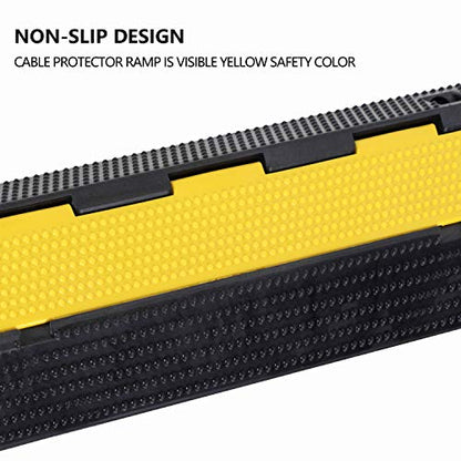 2 Pack Rubber Cable Ramp Hose Cable Protector Ramp 1 Channel 22000Lbs Load Capacity Traffic Speed Bump Wires Power Lines Extension Cord Cover for Indoor Outdoor (3 Count)