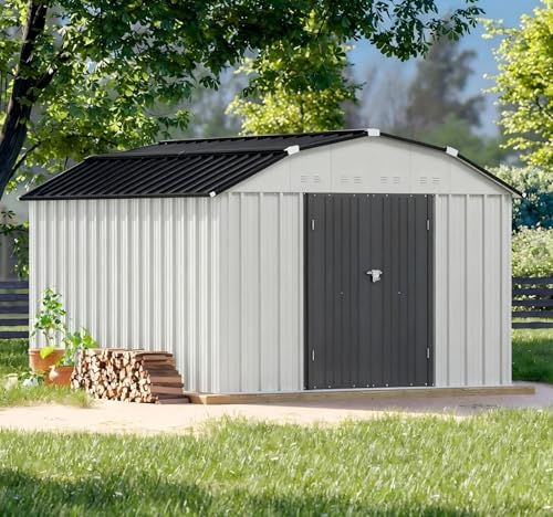 10x12 FT Barn Style Metal Storage Shed