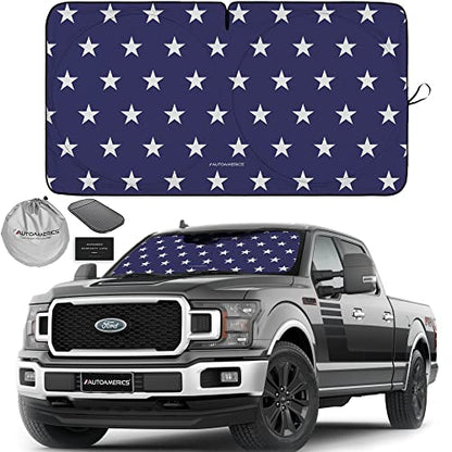 Truck Windshield Sun Shade with Storage Pouch & Anti