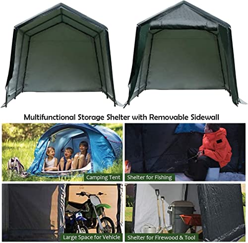 7 Ft x 12 Ft Outdoor Carport Patio Storage Shelter Metal Frame and Waterproof Ripstop Cover for Motorcycle and ATV Car