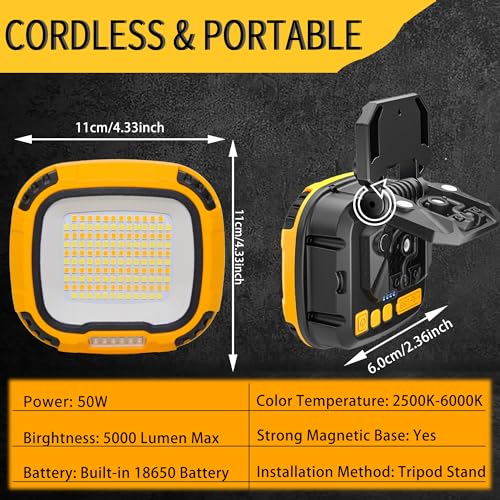 2 Pack Magnetic Work Light Rechargeable 5000Lumens (2 Count)