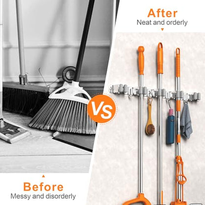 2 Pack Mop and Broom Holder Wall Mount (2 Count)