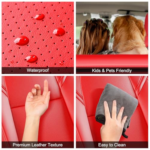 Tesla Model Y Car Seat Covers Nappa Leather Car Interior Seat Airbag Compatible Cushion Cover Full Set Custom Fit 2024 2023 2022 2021 2020 (11 Count)