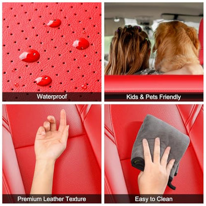 Tesla Model Y Car Seat Covers Nappa Leather Car Interior Seat Airbag Compatible Cushion Cover Full Set Custom Fit 2024 2023 2022 2021 2020 (11 Count)
